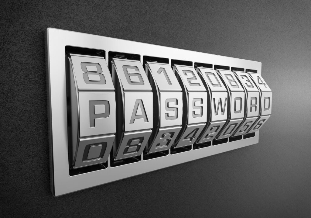 The Word password on a combination lock