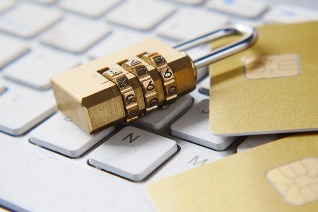 Padlock on a computer keyboard representing encryption